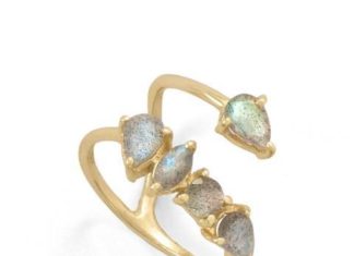Birthday Gifts Ideas : 14K Yellow Gold Labradorite Stone Wrap Ring