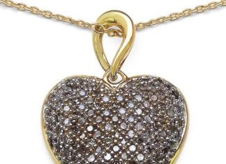 Birthday Gifts Ideas : 14K Yellow Gold Natural Mined Fancy Golden Chocolate Diamond Heart Pendant