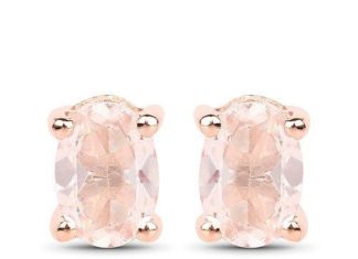 Birthday Gifts Ideas : 18K Rose Gold Natural .65CT Oval Cut Peach Morganite Earrings