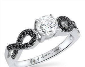 Birthday Gifts Ideas : 1CT Russian Lab Diamond Engagement Black Diamond Infinity Ring