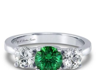 Birthday Gifts Ideas : A Flawless 2.6TCW Emerald Green Three Stone Journey Russian Lab Diamond Ring