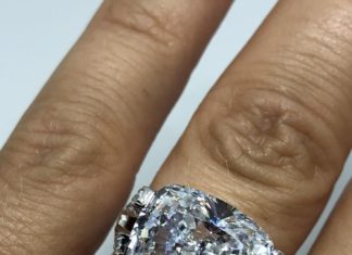 Birthday Gifts Ideas : A Flawless 8CT Cushion Cut East West Russian Lab Diamond Ring