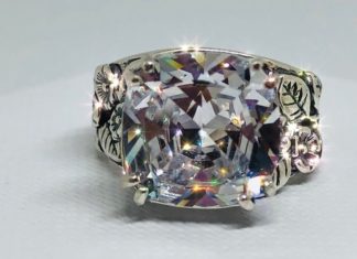 Birthday Gifts Ideas : A Flawless Handmade Floral Leaf 6.2CT Cushion Cut Lab Diamond Engagement Ring