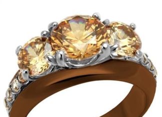 Birthday Gifts Ideas : A Perfect 14K Chocolate Gold 2.5CT Round Cut Champagne Diamond Journey Bridal Se…