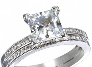 Birthday Gifts Ideas : A Perfect 3CT Princess Cut Russian Lab Bridal Set Ring