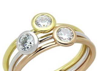 Birthday Gifts Ideas : A Perfect Rose Yellow Gold Platinum 3TCW Round Cut Russian Lab Diamond Stacking …