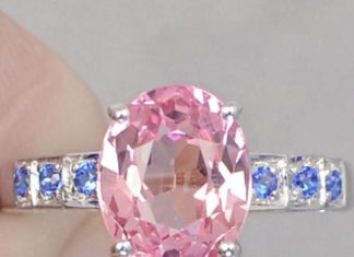 Birthday Gifts Ideas : A Vintage 3.2CT Oval Cut Pink Sapphire Blue Sapphire Engagement Ring