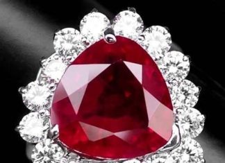 Birthday Gifts Ideas : A Vintage Natural 10.2CT Trillion Cut Red Ruby Halo White Sapphire Engagement Ri…