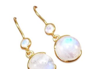 Birthday Gifts Ideas : Artisan 14K Yellow Gold Moonstone Earrings