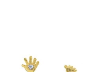 Birthday Gifts Ideas : Brushed Yellow Gold & Silver Little Hands and Feet Stud Earrings
