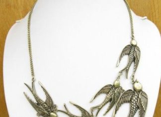 Birthday Gifts Ideas : Copy of Eye Candy Bronze Tone Flying Birds Design Retro Bib Necklace