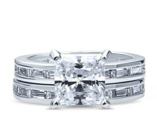 Birthday Gifts Ideas : Flawless 3CT Princess Cut Russian Lab Diamond Bridal Set