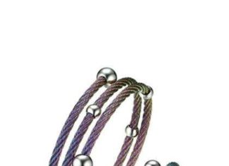 Birthday Gifts Ideas : Geometric Trendy Colorful Titanium Wrap Bracelet & Ring Set
