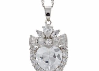 Birthday Gifts Ideas : NEW!! Vintage 18k White Gold White Sapphire Heart Shaped Necklace Pendant
