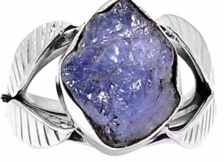 Birthday Gifts Ideas : Natural 5.15CT Rough Cut Tanzanite 925 Sterling Silver Ring Size 7.5