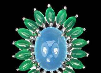 Birthday Gifts Ideas : Oval Cut Cabochon Blue and Green Chalcedony Promise Engagement Anniversary Birth…