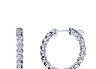 Birthday Gifts Ideas : Perfect Bezel Set .96TCW Russian Lab Diamond Hoop Earrings