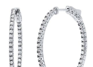 Birthday Gifts Ideas : Perfect Pave Set 2.22TCW Russian Lab Diamond Hoop Earrings