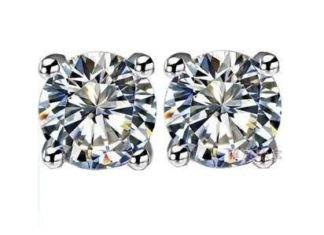 Birthday Gifts Ideas : Stunning 18K white gold (solid) prong set .50CT round cut moissanite stud earrin…
