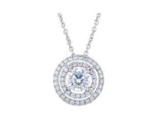 Birthday Gifts Ideas : The Aura Double Halo Russian Lab Diamond Pendant Necklace