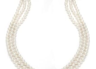 Birthday Gifts Ideas : Triple Strand Pearl and Cubic Zirconia Necklace