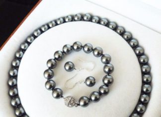 Birthday Gifts Ideas : Vintage Japanese 10mm Akoya Black Cultured Pearl Necklace, Bracelet and Earring …