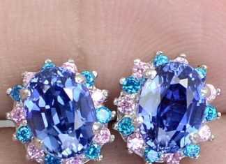 Birthday Gifts Ideas : Vintage Oval Cut Blue Sapphirs with Round Diamond by JoyofLondon