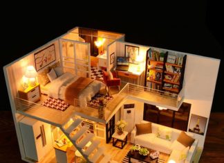 Birthday Gifts Inspiration : Assemble DIY Doll House Toy Wooden Miniatura Doll Houses Miniature Dollhouse toy…