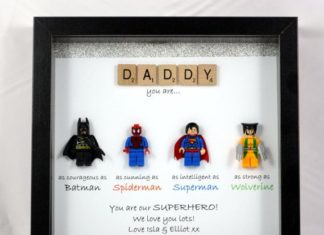 Birthday Gifts Inspiration : Personalised LEGO Style Superhero Frame – Batman, Spiderman, Superman, Wolverine