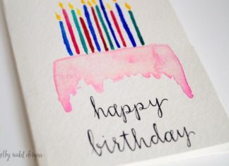 Happy Birthday Wiches : Happy Birthday Cake & Candles Card – Watercolor – Original Handmade – Card for B…
