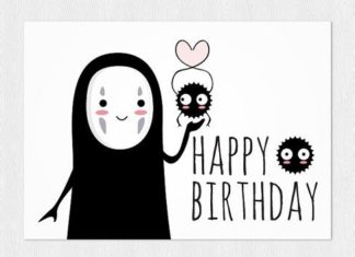 Happy Birthday Wiches : Happy birthday's card Spirited Away No-Face – PDF DIY Printable 6×4 inch – P…