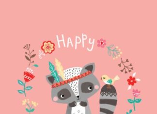 Happy Birthday Wiches : Louise Anglicas – LAS Woodland Racoon Butterfly Mushroom Flowers Happy Birthday …