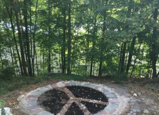 Birthday Decoration : Peace Labyrinth ready to walk. 18' diameter made up from used slate and used…