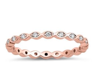 Birthday Gifts Ideas : 14K Rose Gold .9TCW Micro Pave Russian Lab Diamond Wedding Band Stacking Ring