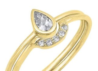Birthday Gifts Ideas : A Perfect 14K Gold 1CT Pear Cut Russian Lab Diamond Teardrop Bridal Set Wedding …