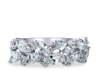 Birthday Gifts Ideas : A Perfect 2.2TCW Marquise Cut Russian Lab Diamond Cluster Eternity Ring