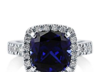 Birthday Gifts Ideas : A Perfect Blue 6CT Cushion Cut Halo Russian Lab Diamond Engagement Ring