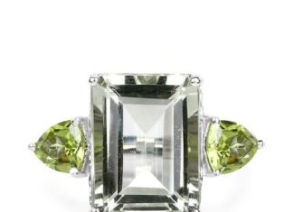 Birthday Gifts Ideas : A Perfect Natural 10.59CT Emerald Cut Green Amethyst with Trillion Green Peridot…