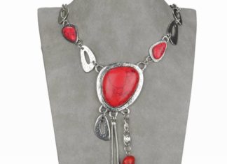 Birthday Gifts Ideas : Red Turquoise & Silver Necklace