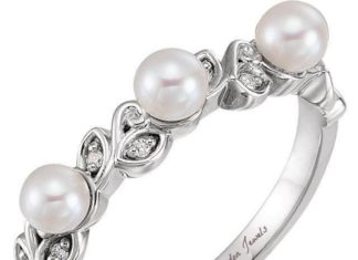 Birthday Gifts Ideas : Stackable Leaf Pattern Pearl Ring