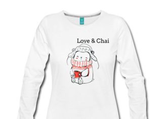 Birthday Gifts Ideas : Women's Premium Long Sleeve Organic Love & Chai T-Shirt