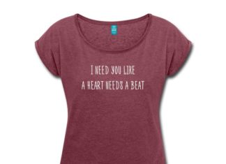 Birthday Gifts Ideas : Women's Romantic Love Roll Cuff T-Shirt