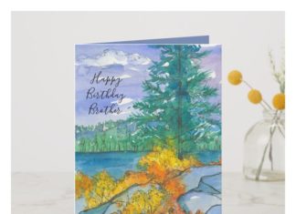 Happy Birthday Brother : Autumn Mountain Lake Happy Birthday Brother Card