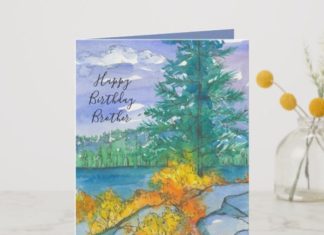 Happy Birthday Brother : Autumn Mountain Lake Happy Birthday Brother Card #happybirthday #birthday #birth…