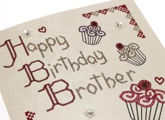 Happy Birthday Brother : Handmade Homspun Birthday Card Brother – Cupcakes – 'Happy Birthday Brother&…