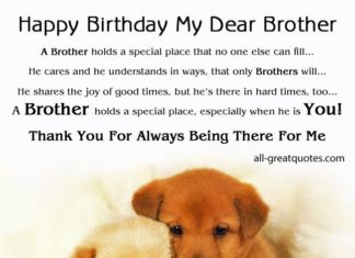 Happy Birthday Brother : Happy Birthday My Dear Brother A Brother holds a special …