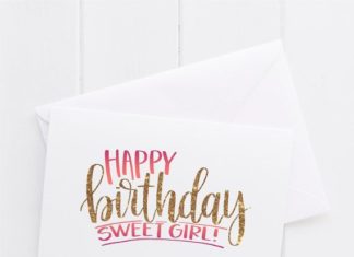 Happy Birthday Brother : Happy Birthday Sweet Girl to You Happy Birthday Hand lettered Card, print, typog…