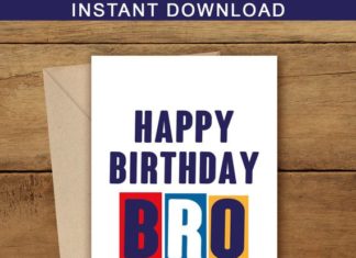 Happy Birthday Brother : Printable Brother Birthday Card/Happy Birthday Brother Card/Card for Him/Man Bir…