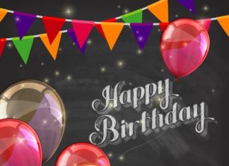 Happy Birthday Wiches : Chalk of Happy Birthday emblem with Royalty Free Vector