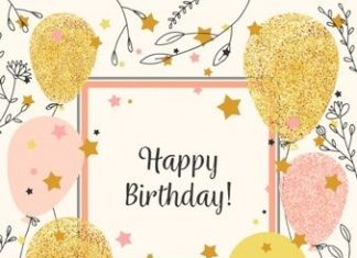 Happy Birthday Wiches : Contexte vintage joyeux anniversaire avec des ballons et des croquis de fleurs